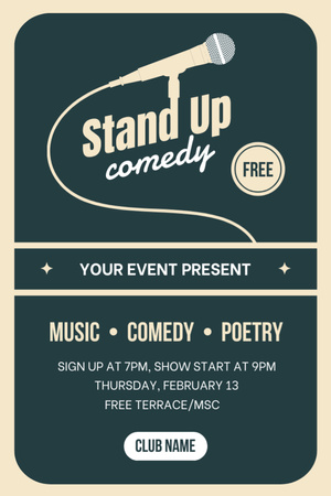 Comedy Show Offer with Microphone Tumblr Design Template