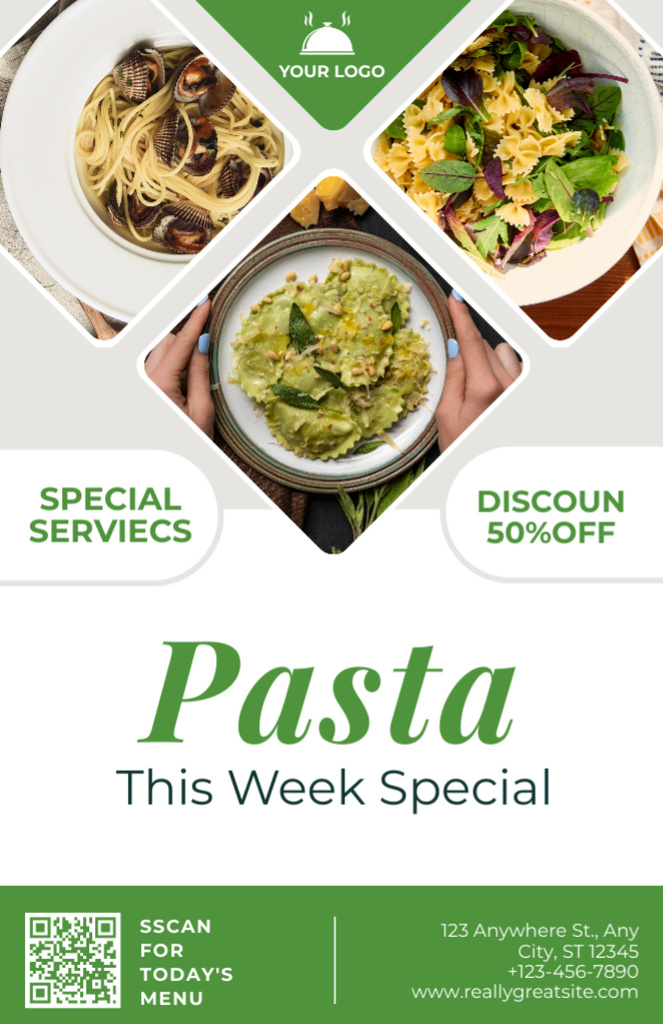 Plantilla de diseño de Offer of Delicious Pasta Recipe Card 