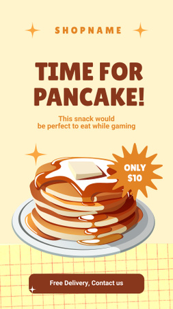 Platilla de diseño Yummy Pancakes With Free Delviery Service Instagram Story