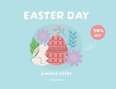 Easter Day Sale Offer on Blue Thank You Card 5.5x4in Horizontal – шаблон для дизайну