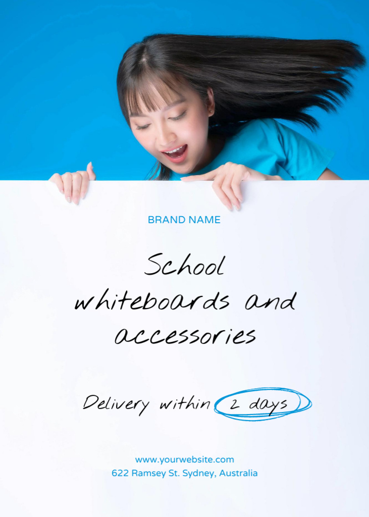 Szablon projektu School Whiteboards And Supplies With Offer of Delivery Postcard 5x7in Vertical