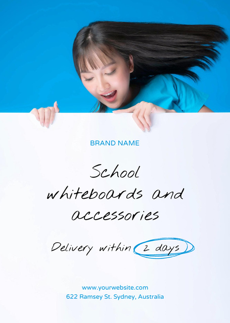 School Whiteboards And Supplies With Delivery Offer Postcard A6 Vertical Design Template