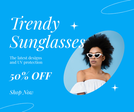 Plantilla de diseño de Descuento en las últimas monturas de gafas de sol para amantes de la moda Facebook 