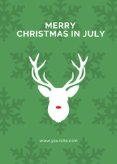 July Christmas Celebration Announcement  with Deer on Green