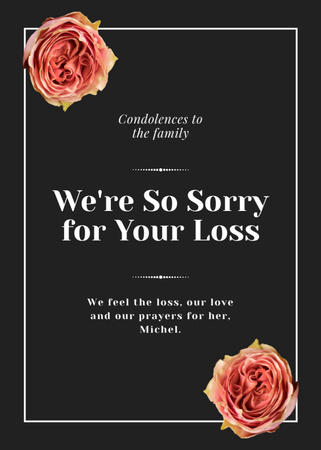 Sympathy Messages for Loss with Flowers Postcard 5x7in Vertical Design Template