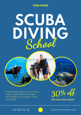 Scuba Diving School Ad Poster B2 Design Template