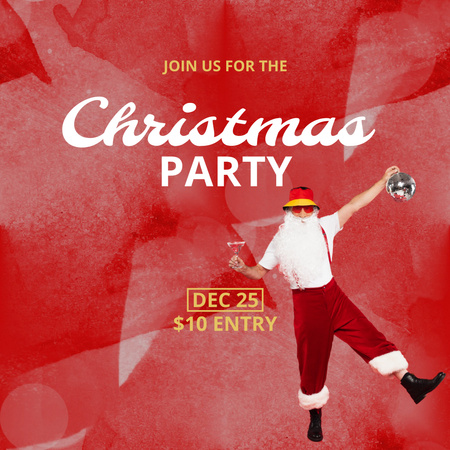 Christmas Party Announcement with Funny Santa Instagram Design Template