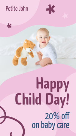 Children's Day Ad with Cute Baby Instagram Video Storyデザインテンプレート