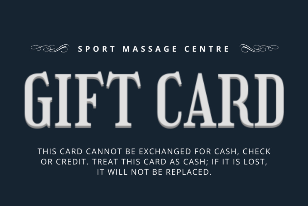 Sports Massage Center Advertisement Gift Certificate tervezősablon