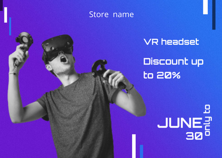 Man in Virtual Reality Glasses Postcard 5x7in Design Template