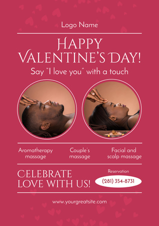 Couple on Massage Procedure on Valentine's Day Poster Design Template