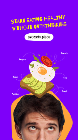 Designvorlage Healthy Food Offer with Avocado Sandwich für Instagram Story