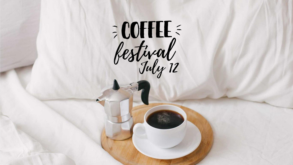 Festival announcement with Coffee in bed FB event cover Modelo de Design