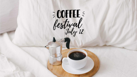 Festival announcement with Coffee in bed FB event cover Design Template