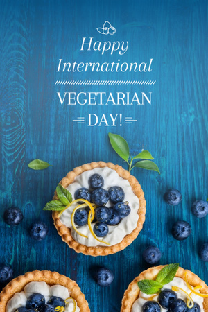 International Vegetarian Day Greetings with a Berry Twist Postcard 4x6in Vertical Modelo de Design