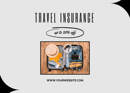 Travel Insurance Offer with Suitcase Flyer A6 Horizontal Design Template