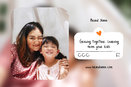 Happy smiling Mother and Daughter Poster 24x36in Horizontal Design Template