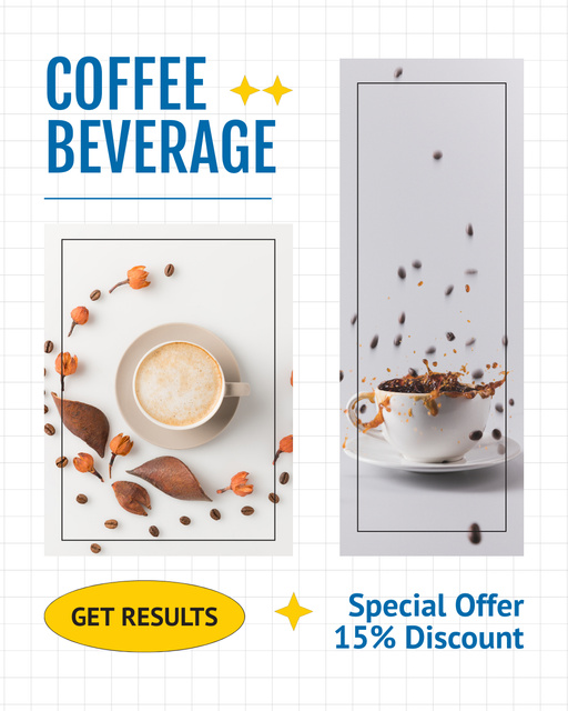 Coffee Beverage With Servings Decoration At Discounted Rates Instagram Post Vertical Design Template