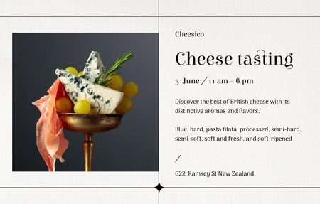 Cheese Tasting Event Announcement Invitation 4.6x7.2in Horizontal Design Template