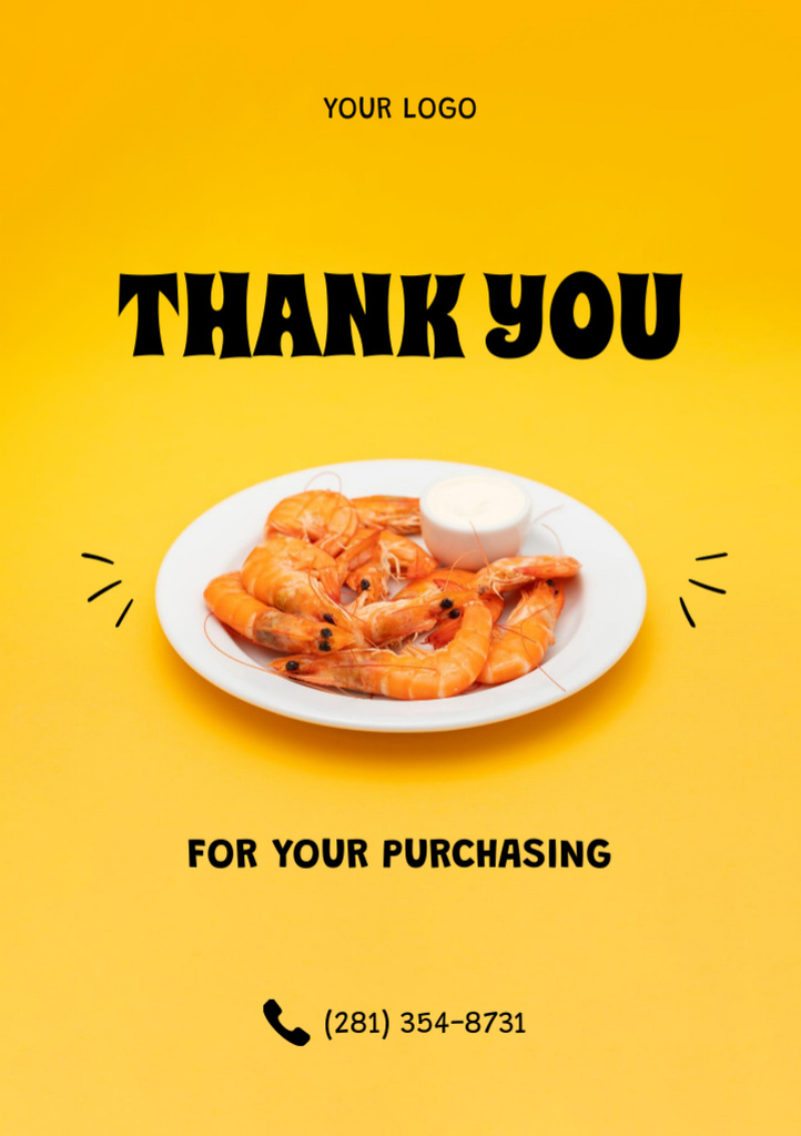 Delicious Shrimps with Sauce Postcard A5 Vertical – шаблон для дизайна