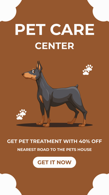 Pet Care Center With Disocunt For Treatment Instagram Story Design Template