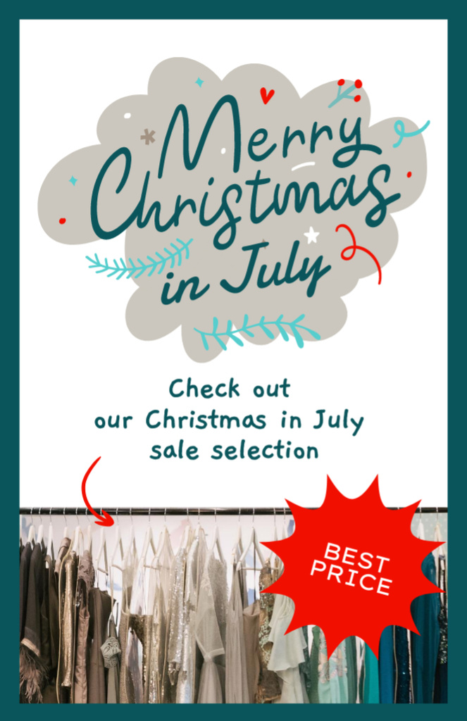 Christmas In July Sale of Clothes Flyer 5.5x8.5in tervezősablon