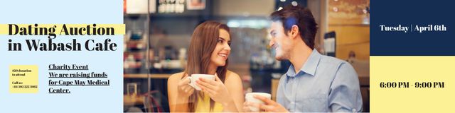 Modèle de visuel Blue Ad of Dating Auction in Cafe - Twitter