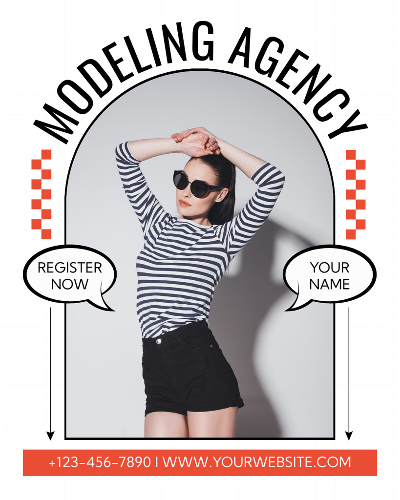Plantilla de diseño de Modeling Agency Invitation on White Instagram Post Vertical 