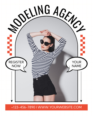 Pozvánka modelingové agentury na bílém pozadí Instagram Post Vertical Šablona návrhu