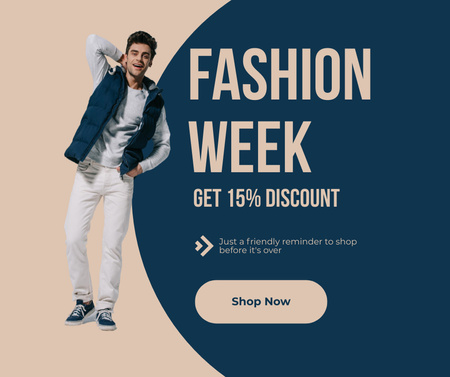 Template di design Discount Offer with Stylish Guy Facebook