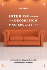 Interior Decoration Event Announcement with Orange Sofa