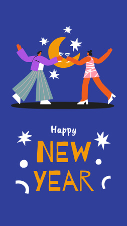 Plantilla de diseño de New Year Greeting with People holding Champagne Instagram Video Story 