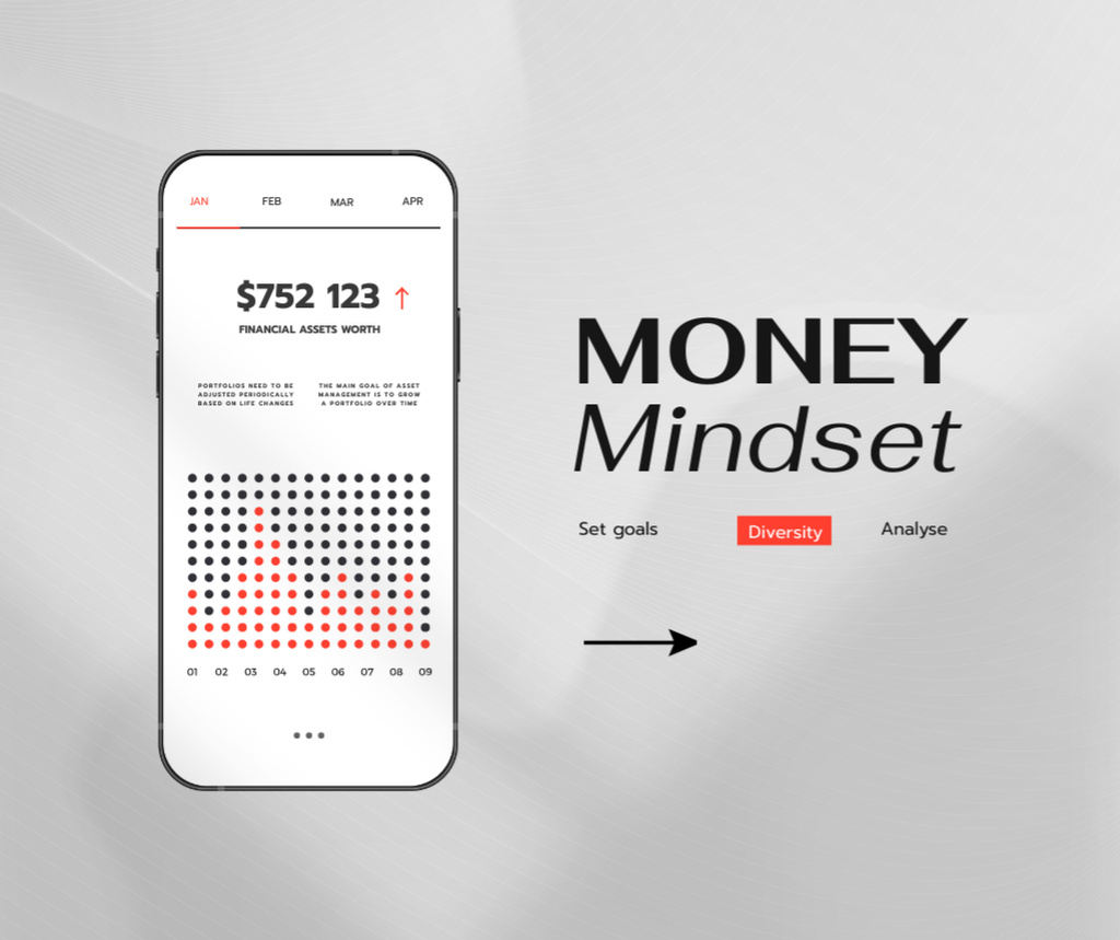 Money Mindset with Assets on screen Facebook Design Template