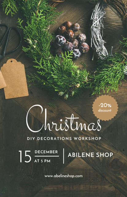 Christmas Decoration Workshop Event Announcement Flyer 5.5x8.5in Modelo de Design