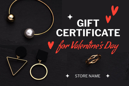 Offer of Various Jewelry on Valentine's Day Gift Certificate Design Template