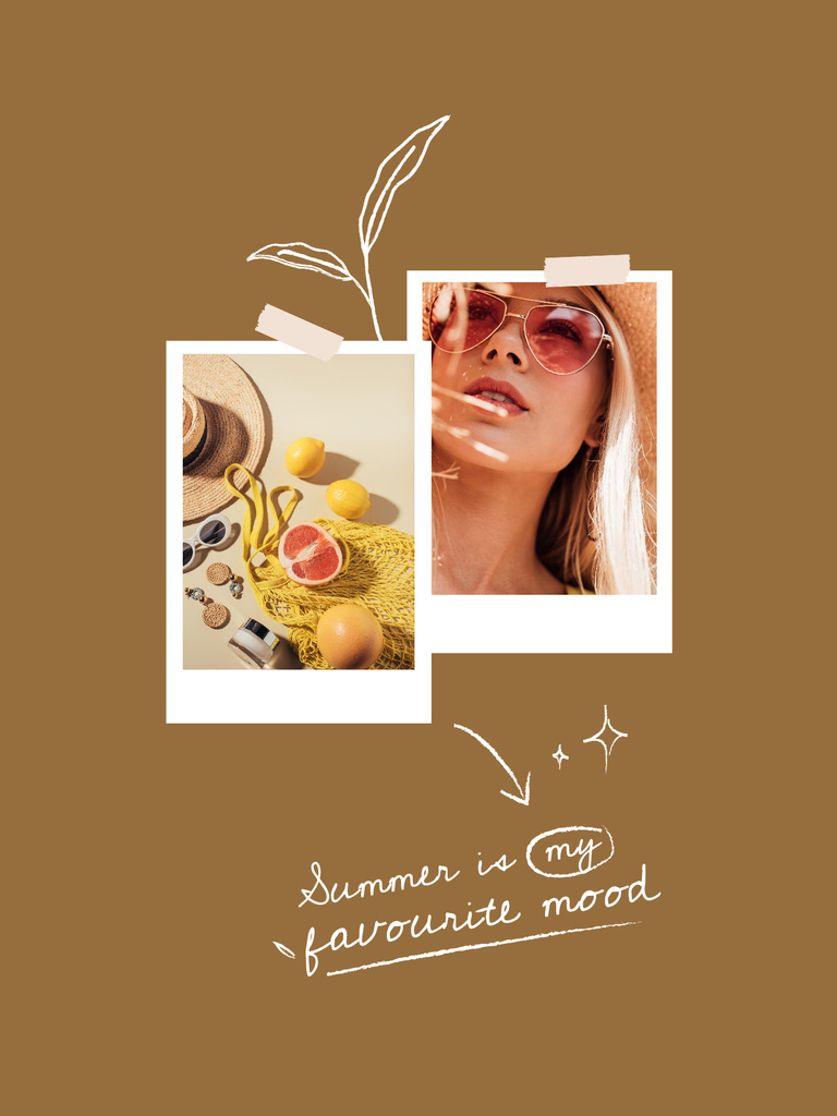 Young Woman In Eyewear on Summer Mood Collage Poster US Šablona návrhu