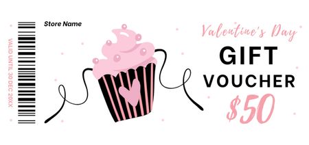 Подарунковий ваучер на солодощі до Дня святого Валентина з кексом Coupon Din Large – шаблон для дизайну