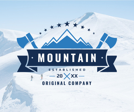 Template di design Icona della società di attrezzatura alpinistica con montagne innevate Facebook