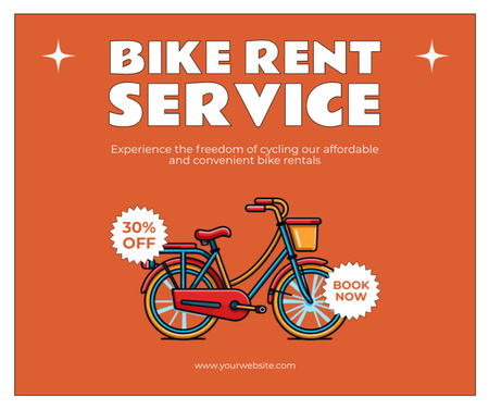 Bike Rent Offer on Orange Facebook Πρότυπο σχεδίασης