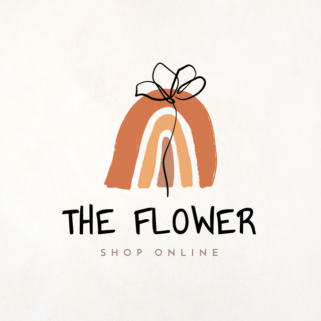 Online Flower Shop Ad with Flower Sketch Logo 1080x1080pxデザインテンプレート
