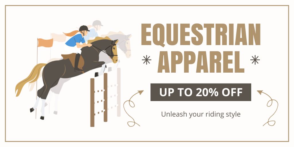 Ontwerpsjabloon van Twitter van Durable Equestrian Apparel At Reduced Price Offer