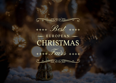 Beautiful Golden Christmas Tree Decor Flyer A6 Horizontal Design Template