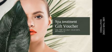  Gift Voucher for Spa Treatments with Beautiful Young Woman Coupon Din Large Design Template