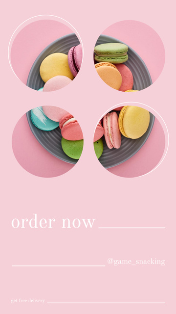 Bakery Ad with Colorful Macarons TikTok Videoデザインテンプレート