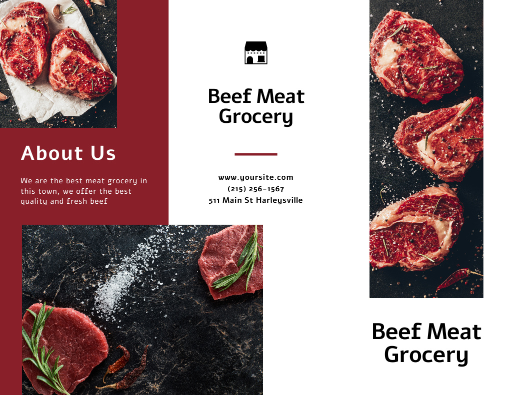 Beef Steaks With Herbs Promotion Brochure 8.5x11inデザインテンプレート