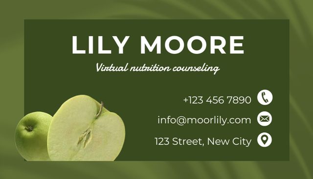 Competent Virtual Nutrition Counseling Specialist Business Card US Πρότυπο σχεδίασης