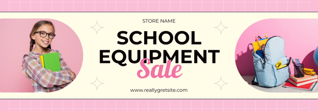 Ontwerpsjabloon van Tumblr van School Equipment Sale with Schoolgirl