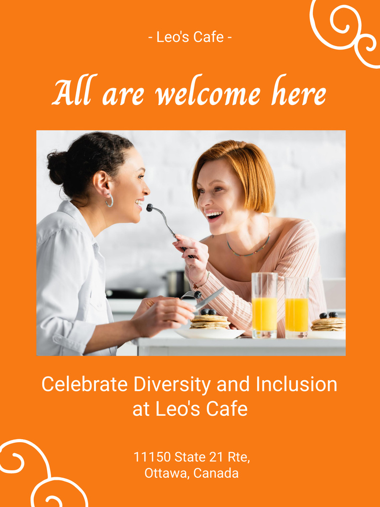 LGBT-Friendly Cafe Invitation with Cute Couple Poster US Design Template