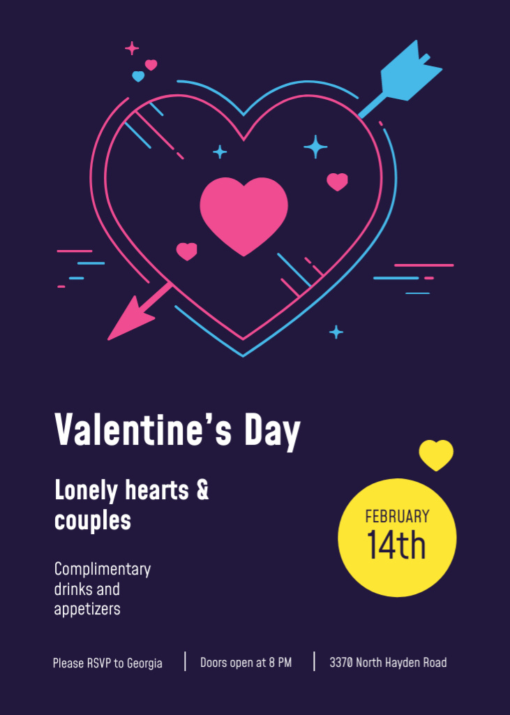 Valentine's Day Party Announcement with Heart Invitation Πρότυπο σχεδίασης