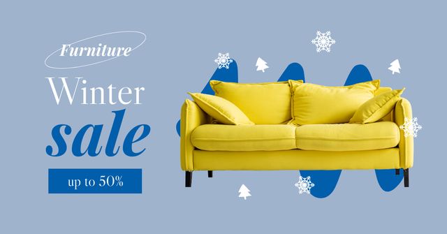 Upholstered Furniture Winter Sale Announcement Facebook AD Modelo de Design
